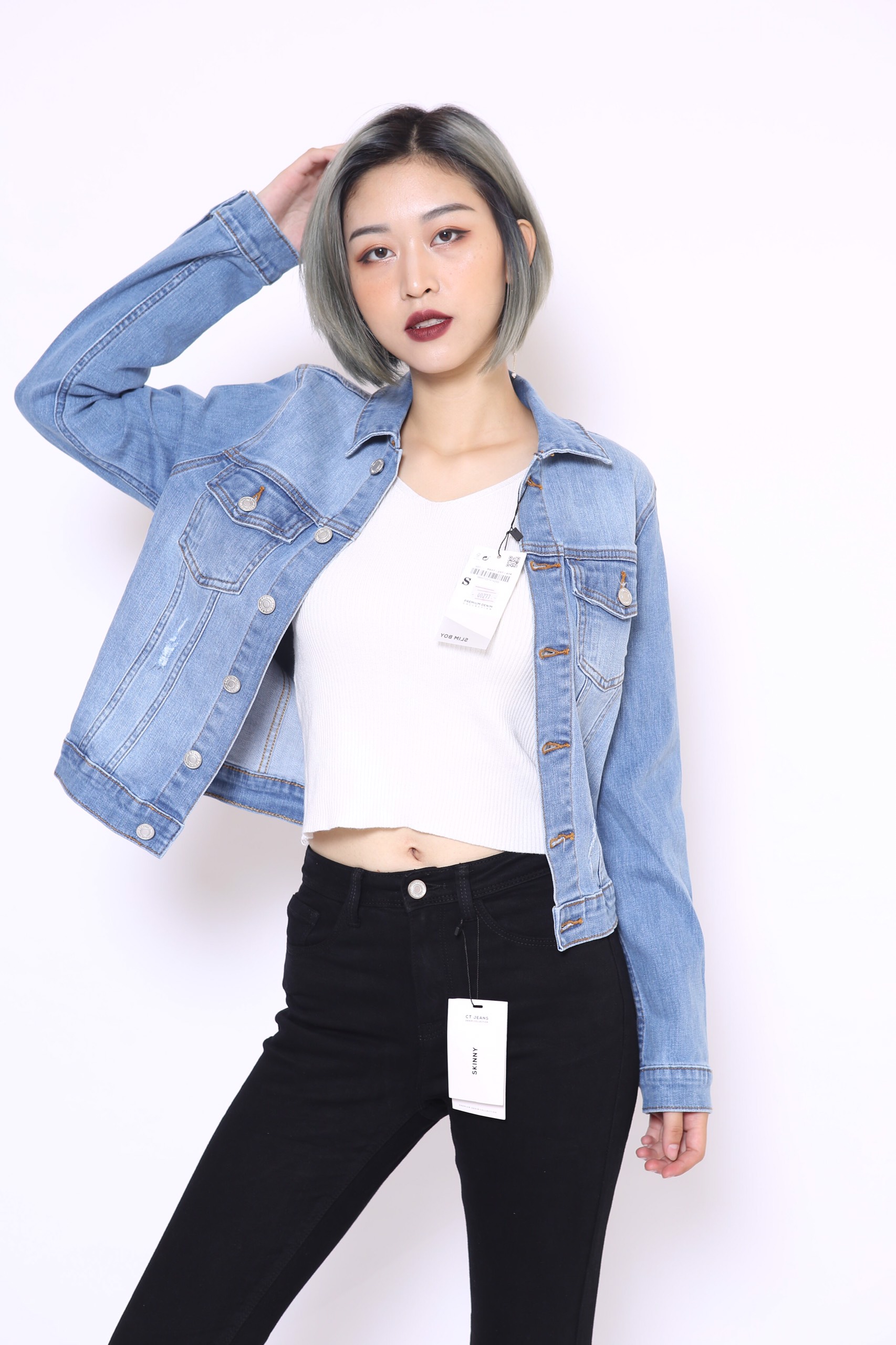 ÁO KHOÁC BÒ JEANS NỮ RÁCH CT JEANS QR00277 1