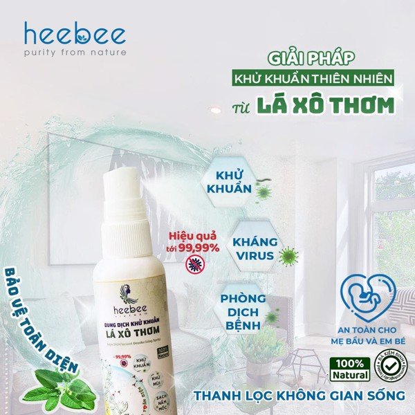 dung dịch khử khuẩn lá xô thơm heebee làm sạch không khí, khử mùi hôi - sage disinfectant deodorizing spray 60ml 1