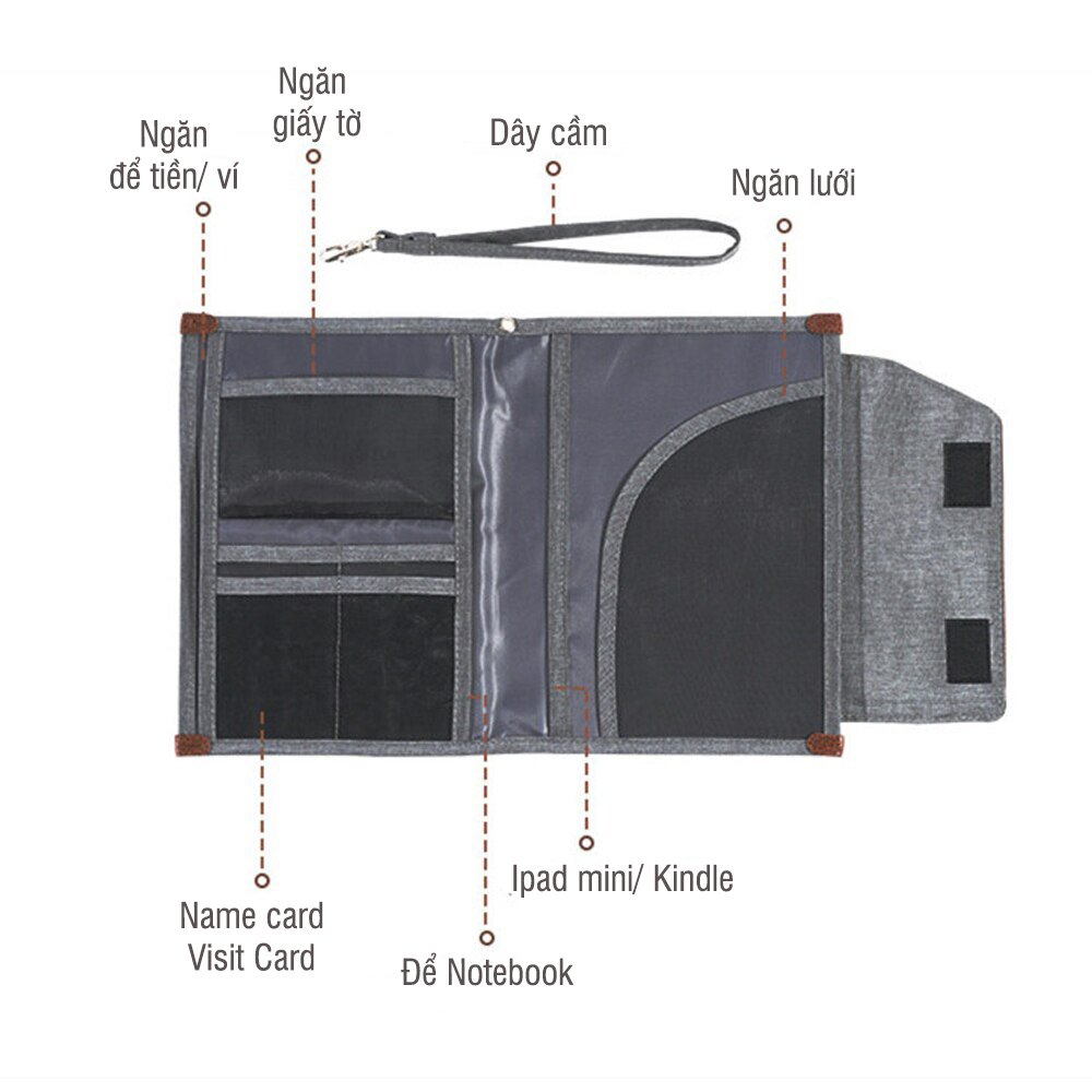 Túi đựng văn kiện giấy tờ tài liệu văn phòng đa năng gấp gọn du lịch Mai Lee - Hàng chính hãng 5