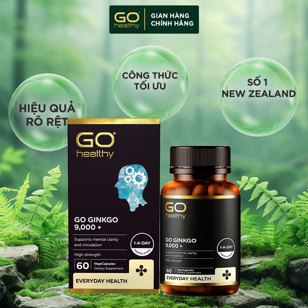 GO Ginkgo 9000+ 60 viên- Viên uống bổ não nhập khẩu chính hãng GO Healthy New Zealand