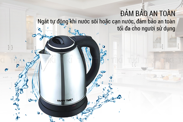 Ấm Siêu Tốc Inox 1.8L Sunhouse Happy Time HTD1082 - Hàng chính hãng