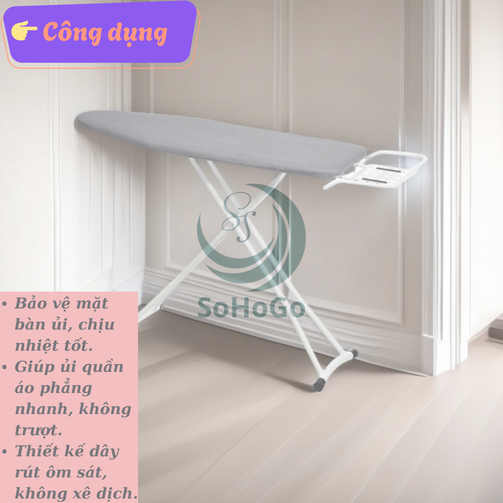 Áo bọc/ áo trùm bàn ủi đồ có lót mút- Nhiều Size- Nhiều Màu 