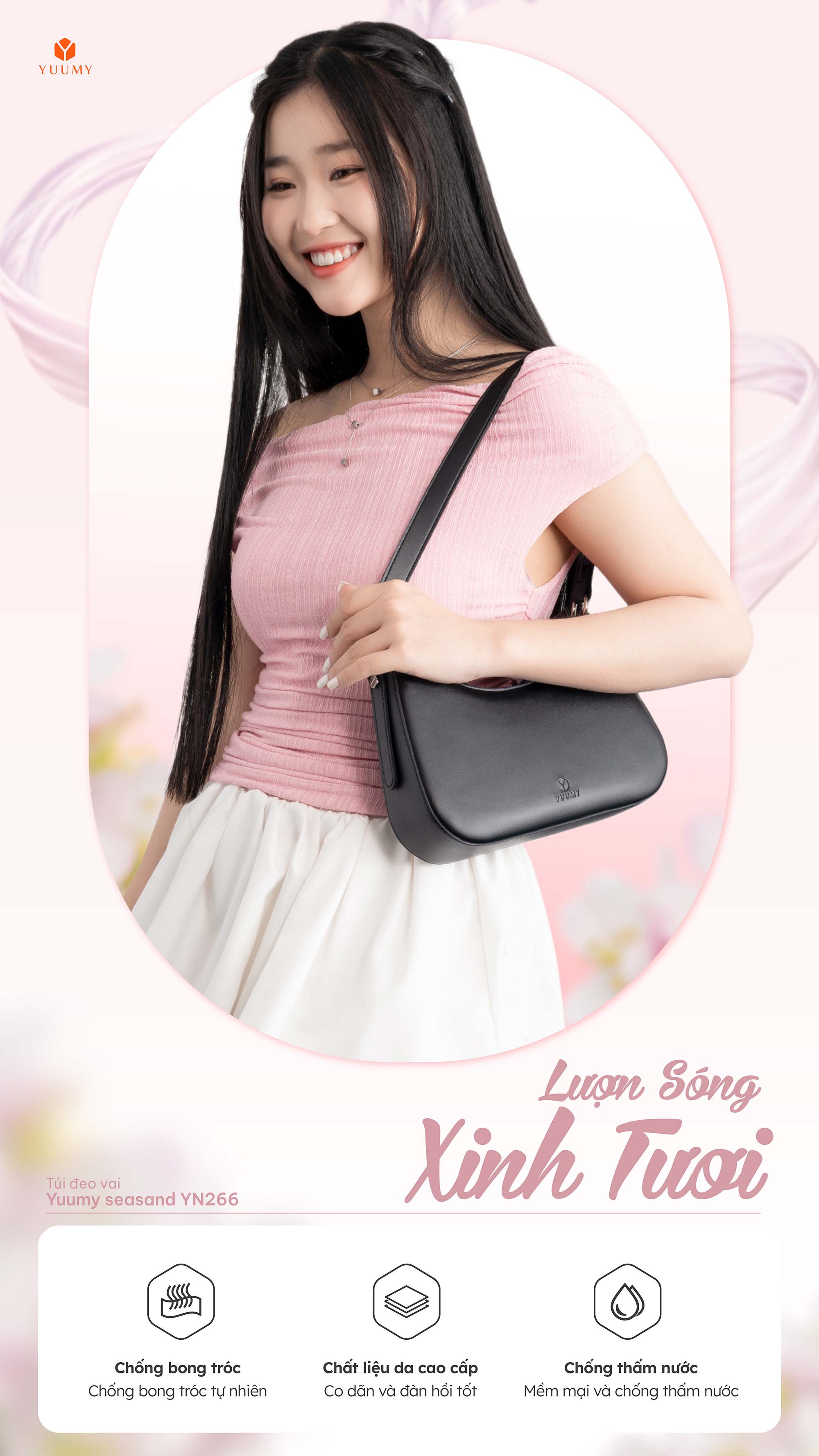 Túi Yuumy ( Thời trang nữ chần chỉ ô vuông cá tính size 24 - Túi đeo vai da Seasand YN255 )