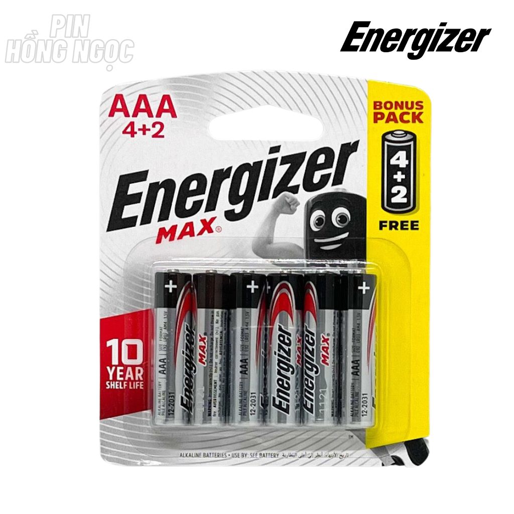 Vỉ 6 Viên Pin AA , Pin AAA Energizer Max 1,5V Alkaline - Hàng chính hãng