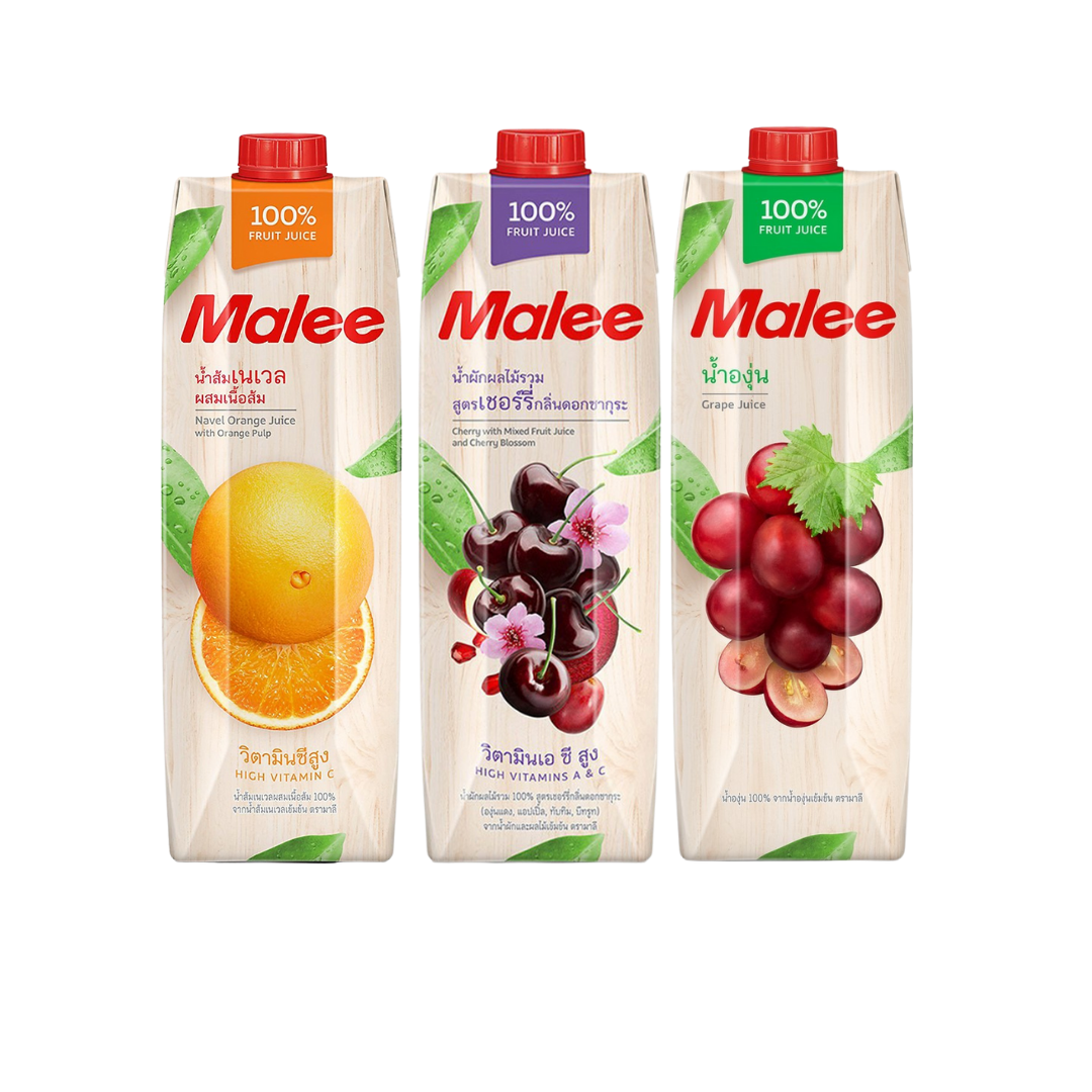 COMBO 3 Hộp Nước Ép Nho + Quýt + Cherry Malee 1L