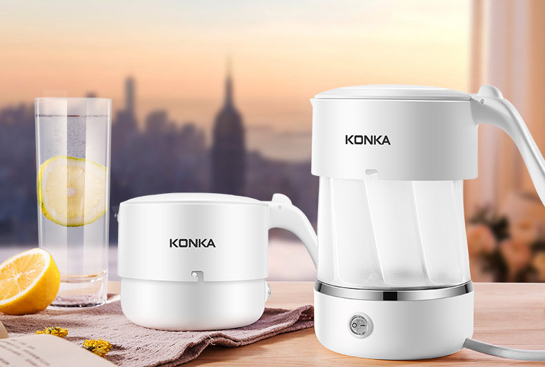 Konka (KONKA) electric kettle travel kettle folding electric kettle double voltage food grade silicone portable insulation 0.5L KEK-06G508