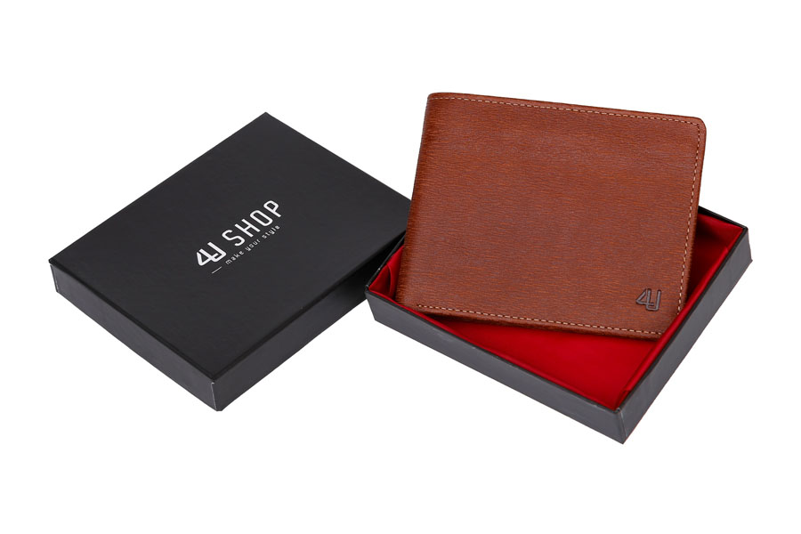 Ví Nam Da Bò 4U F012B (13 x 9.5 cm) - Nâu Bò