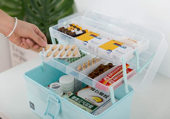 Youku large multi-function storage box 34*19*23cm portable medicine box household medicine oversized storage box toolbox household multi-layer storage box moisture-proof seal