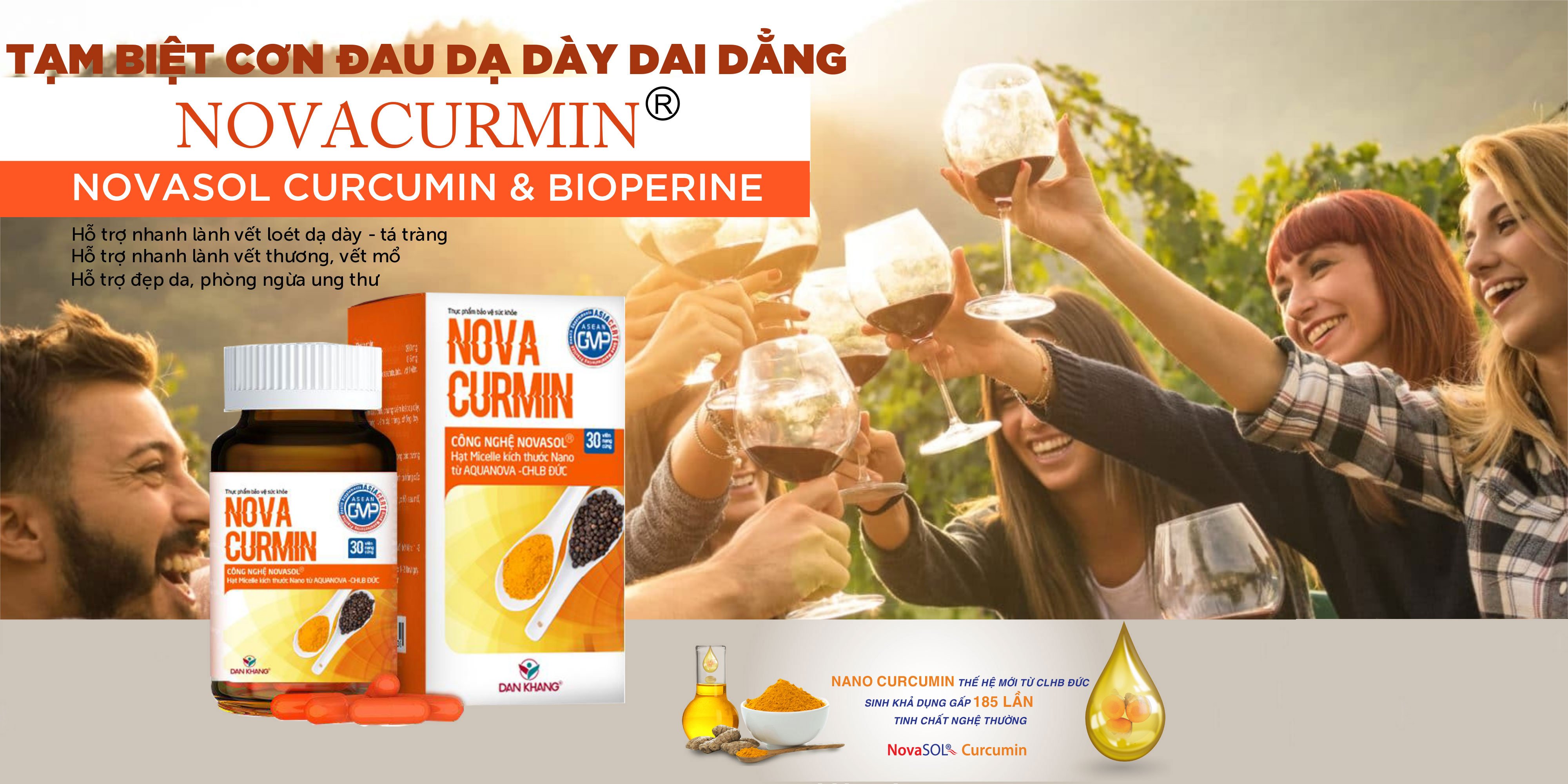 Viên Uống Tinh Chất Nghệ Giảm Đau Dạ Dày Novacurmin - Nguyên liệu nhập khẩu từ Đức (Hộp 30 viên)