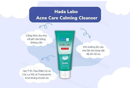 Sữa rửa mặt Hada Labo cho da dầu mụn, da nhạy cảm Hada Labo Acne Care Calming Cleanser 80g