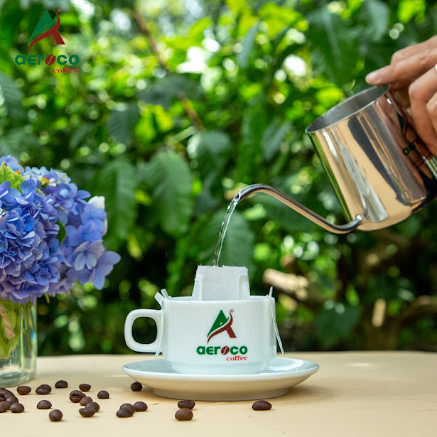 [05 túi lọc*12gr] Cà phê phin giấy AEROCO, hộp 60g, nguyên chất 100% rang mộc hậu vị ngọt thơm quyến rũ