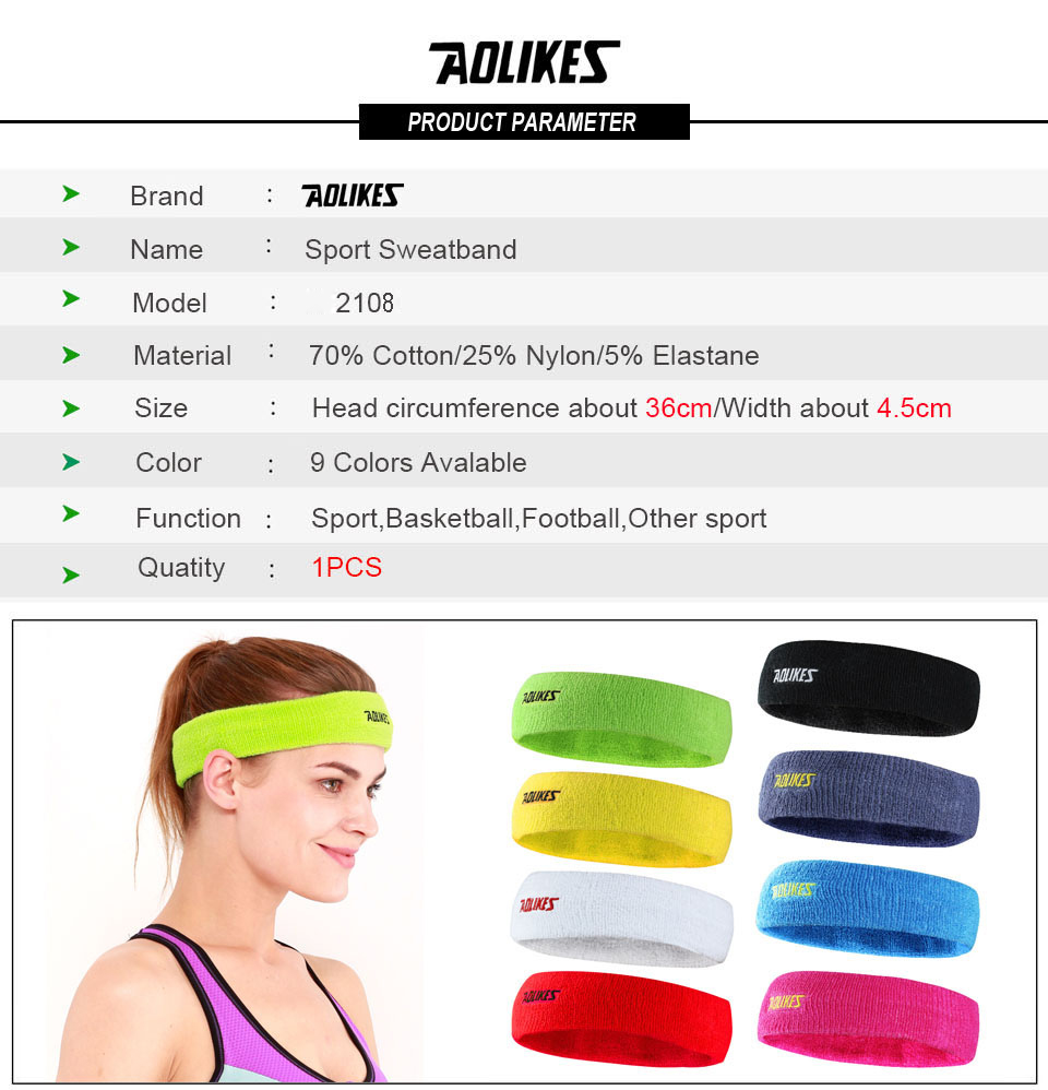 Băng trán thể thao nam nữ thoáng khí thấm mồ hôi vượt trội Sport Sweatband AOLIKES TC-2108