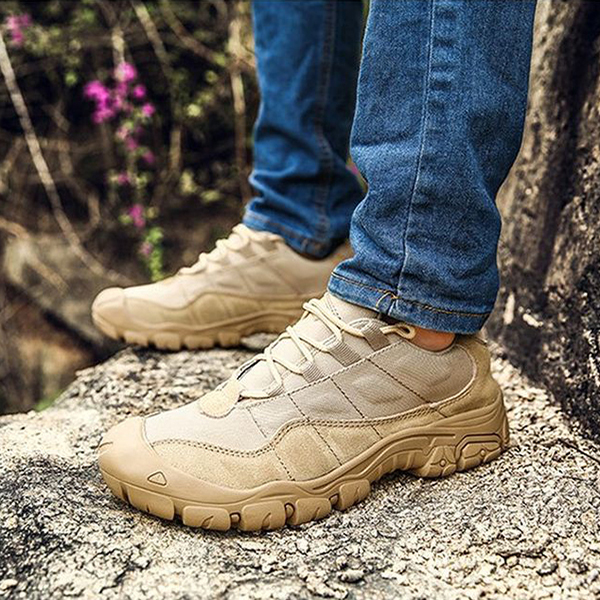 Men's outdoor camping walking shoes suede mesh mesh soft bottom shock hiking shoes