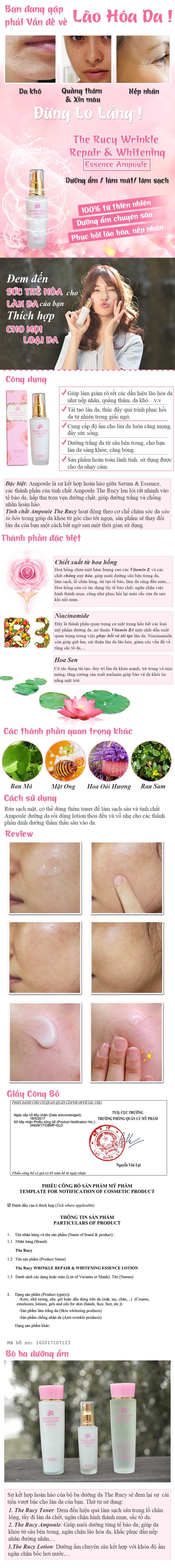 Tinh Chất The Rucy Wrinkle Repair & Whitening Ampoule LK-AW (50ml)