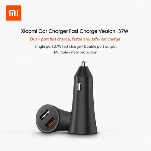 Tẩu sạc nhanh 2 cổng cho điện thoại trên Ô tô/Xe hơi XIAOMI Mi 37W Dual-Port Car Charger Black GDS4147GL - Hàng Chính Hãng