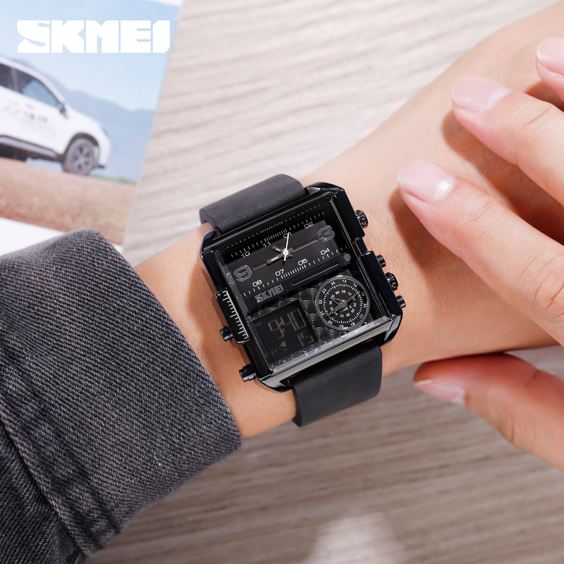 Đồng Hồ Nam SKMEI 1584 Dây Da, Mặt Kính, Kiểu Dáng Sang Trọng, Chống Nước 3 ATM - Hàng Chính Hãng