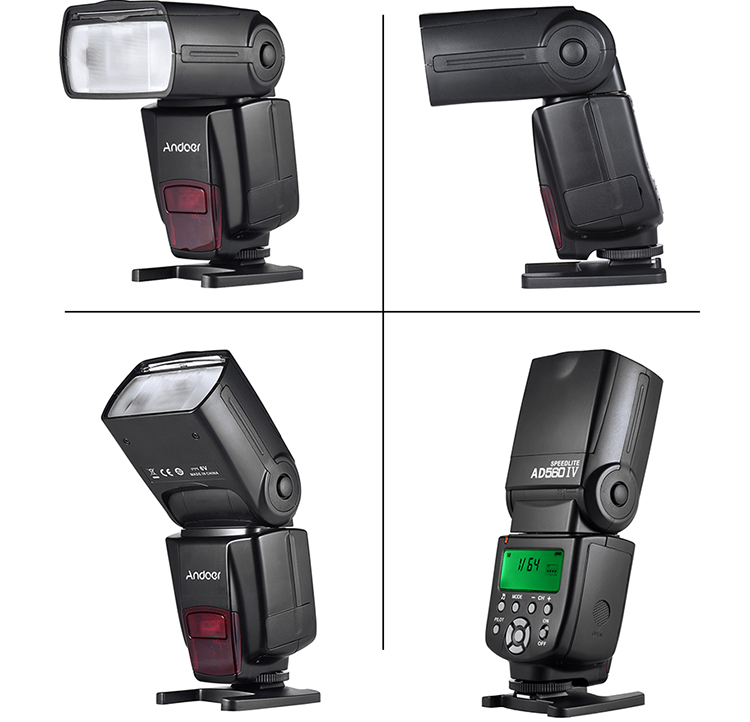 Andoer AD560 IV 2.4G Wireless On-Camera Slave Speedlite GN50 LCD For Canon