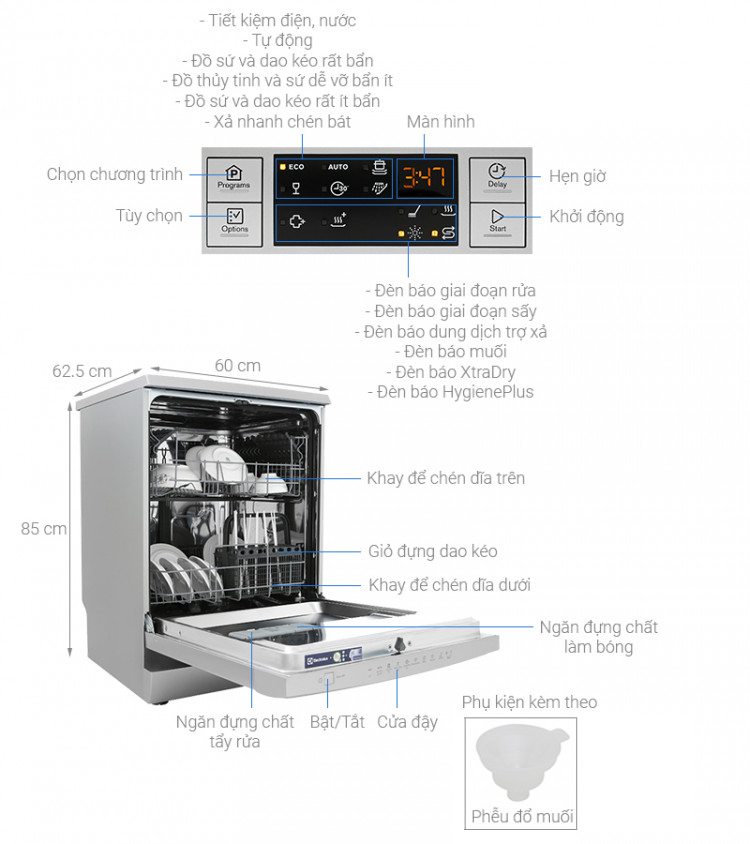 Máy Rửa Chén Electrolux ESF5512LOX - Hàng Chính Hãng