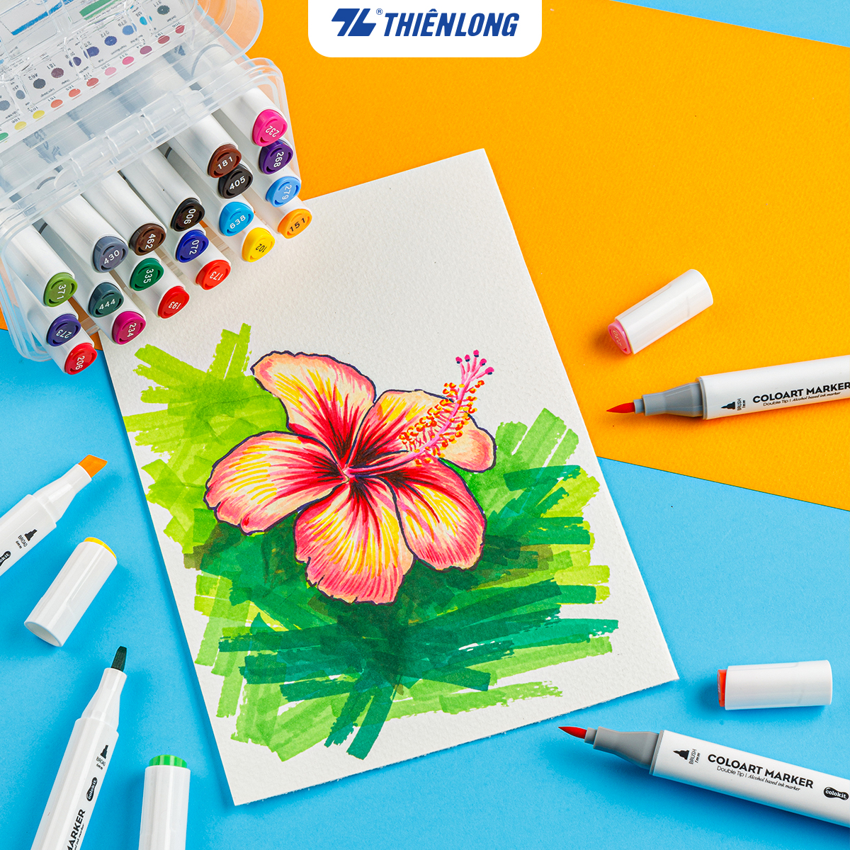 Bút dạ màu 2 đầu Art Marker Thiên Long Colokit - Bút dạ 12/24 màu, mực bền màu, mau khô dùng vẽ tranh, calligraphy