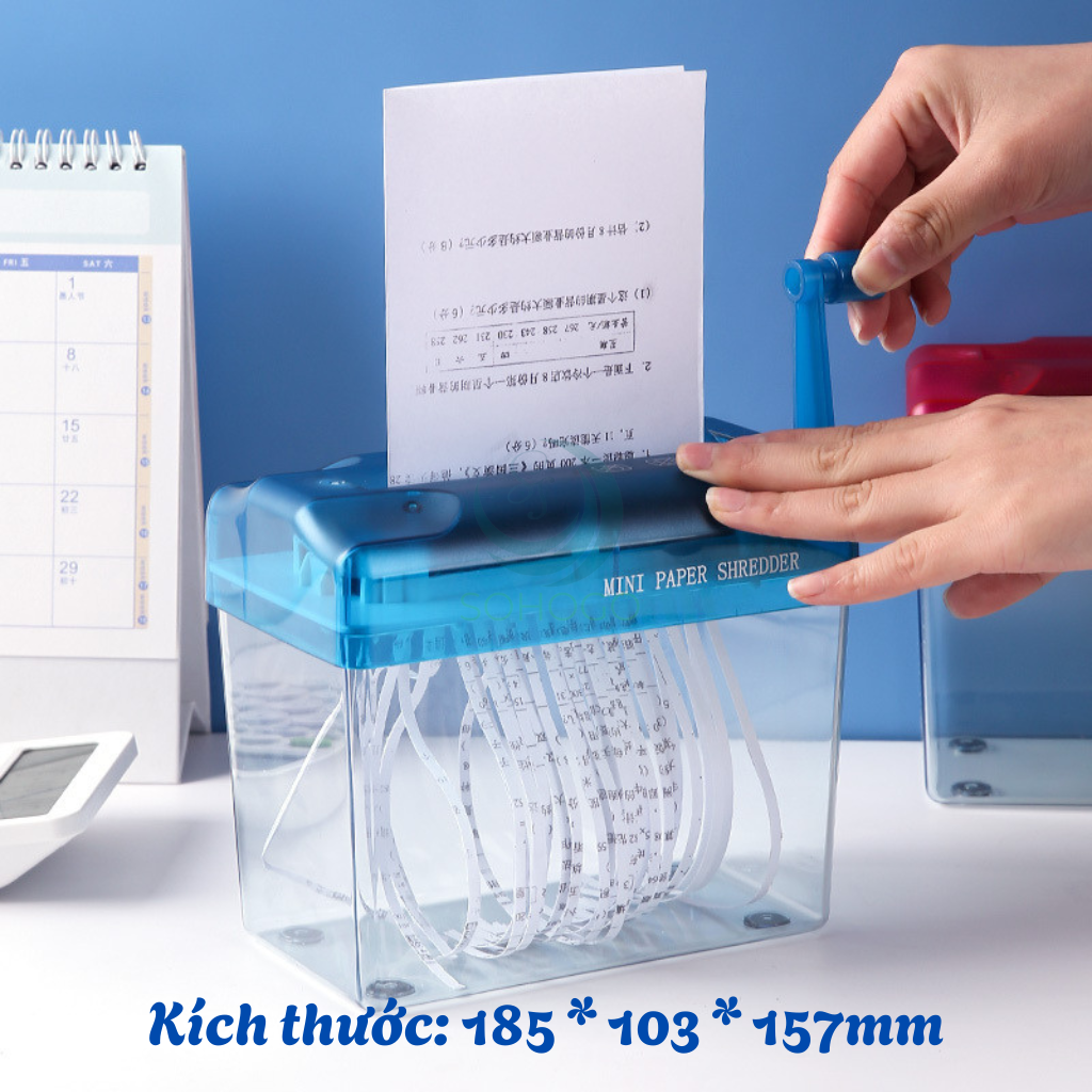 Máy cắt giấy mini cầm tay- Máy hủy giấy văn phòng và gia đình - Máy hủy bill tính tiền, hóa đơn thanh toán, hủy tài liệu trên giấy A4, A5+ Tặng kèm dao rọc giấy mini, giao màu ngẫu nhiên 