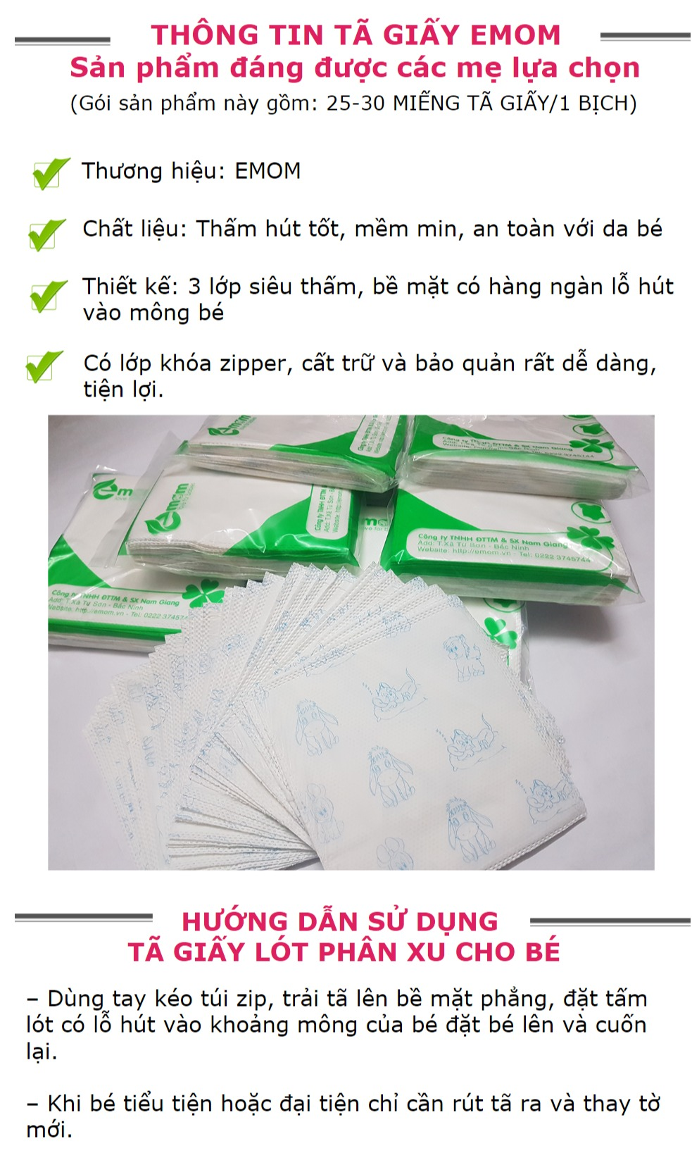 [SIÊU TIẾT KIỆM] 5 Bịch Giấy Lót Phân Su Sơ Sinh, 3 Lớp Siêu Thấm Hút Cho Bé (Hiệu Emom)- Tả Tã Lót Phân Xu Chống Thấm Cho Trẻ Sơ Sinh - Tấm Lót Sơ Sinh - Miếng Lót Chống Thấm Mềm Mại 3