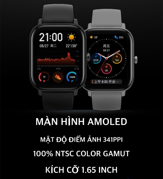 Amazfit 1.65 Inch AMOLED Display GPS Smart Watch, Gray
