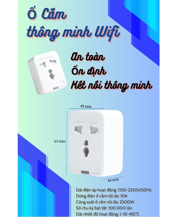 Ổ Cắm Đơn Wifi Rạng Đông