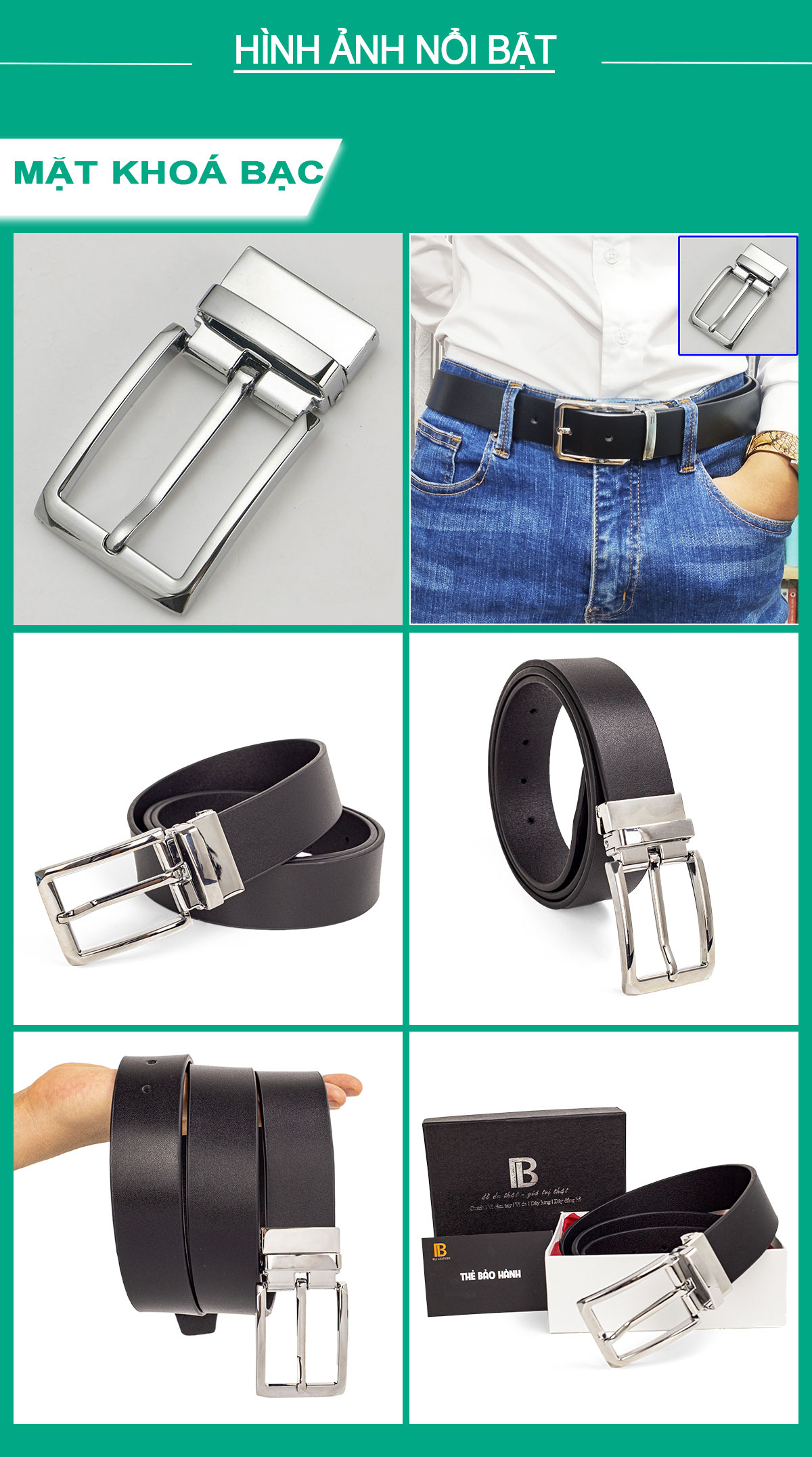 Thắt lưng nam, dây nịt nam da bò thật nguyên tấm Bụi Leather L112 - Khóa cài  - Bảo hành 12 tháng
