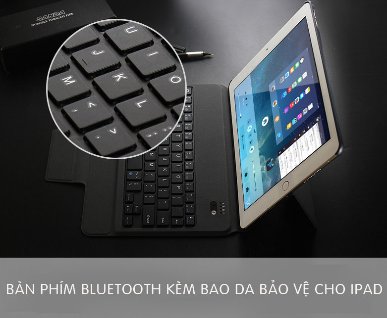 ban-phim-bluetooth-kem-ba-da Bàn phím Bluetooth cho iPad Mini 5 kèm bao da - Hàng xịn
