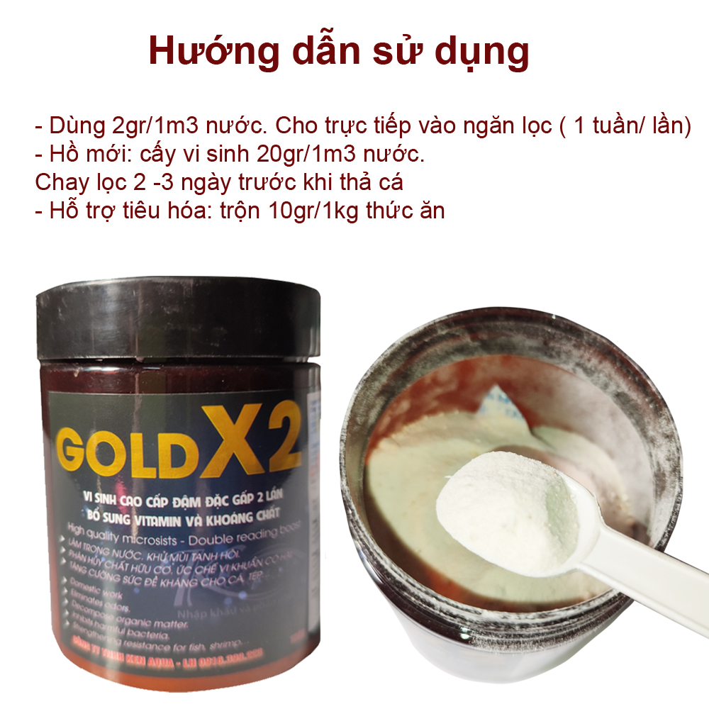 Men vi sinh Gold x2 150GR đậm đặc cao cấp, bổ sung Vitamin và khoáng chất, làm trong nước, khử tanh, phân hủy thức ăn dư thừa bể cá