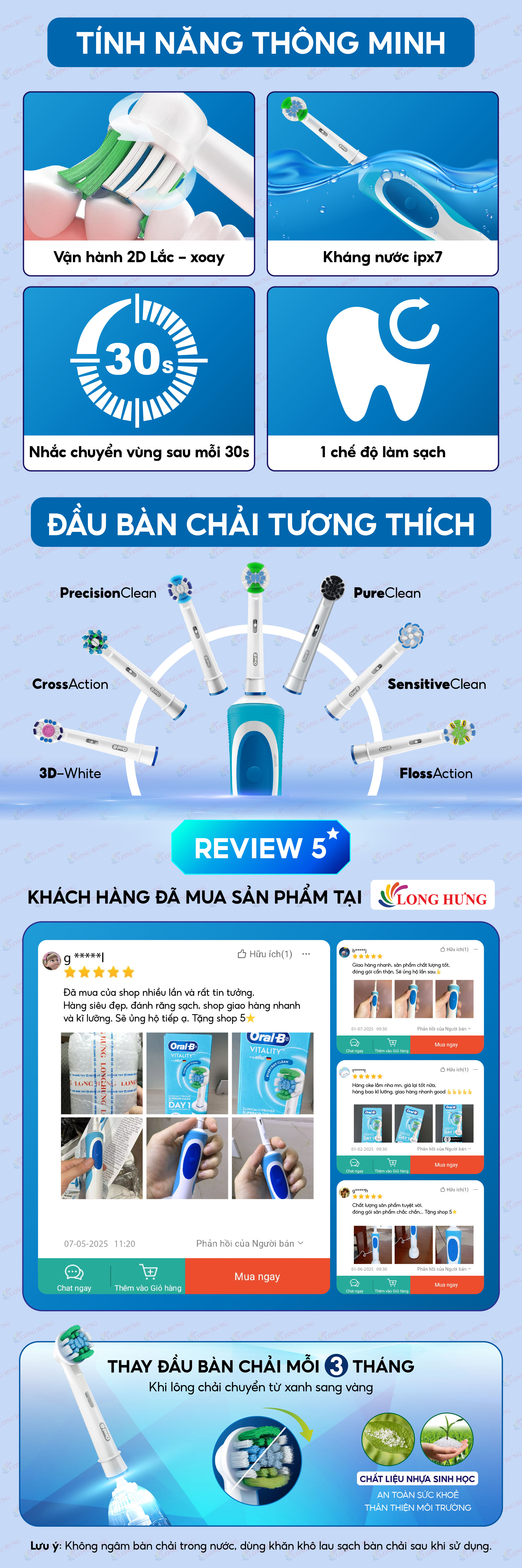 Bàn chải điện Oral-B Vitality Everyday Clean D12.513 - Hàng chính hãng