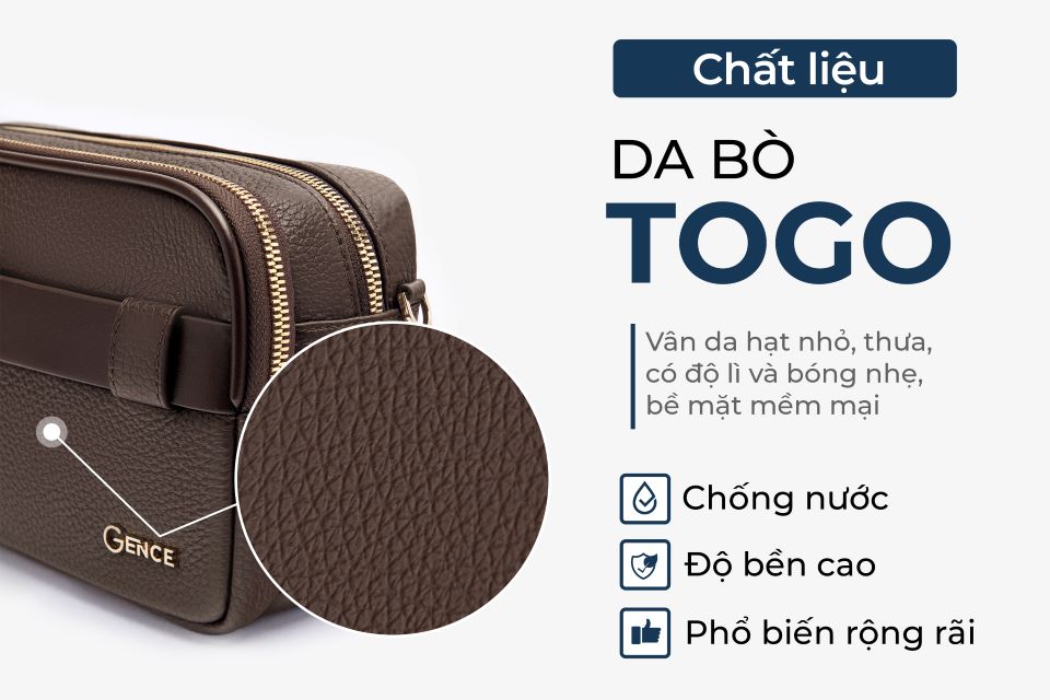 Ví Da Cầm Tay Clutch Nam Chính Hãng GENCE RB09 Da Bò Khóa Vân Tay Cao Cấp Màu Nâu