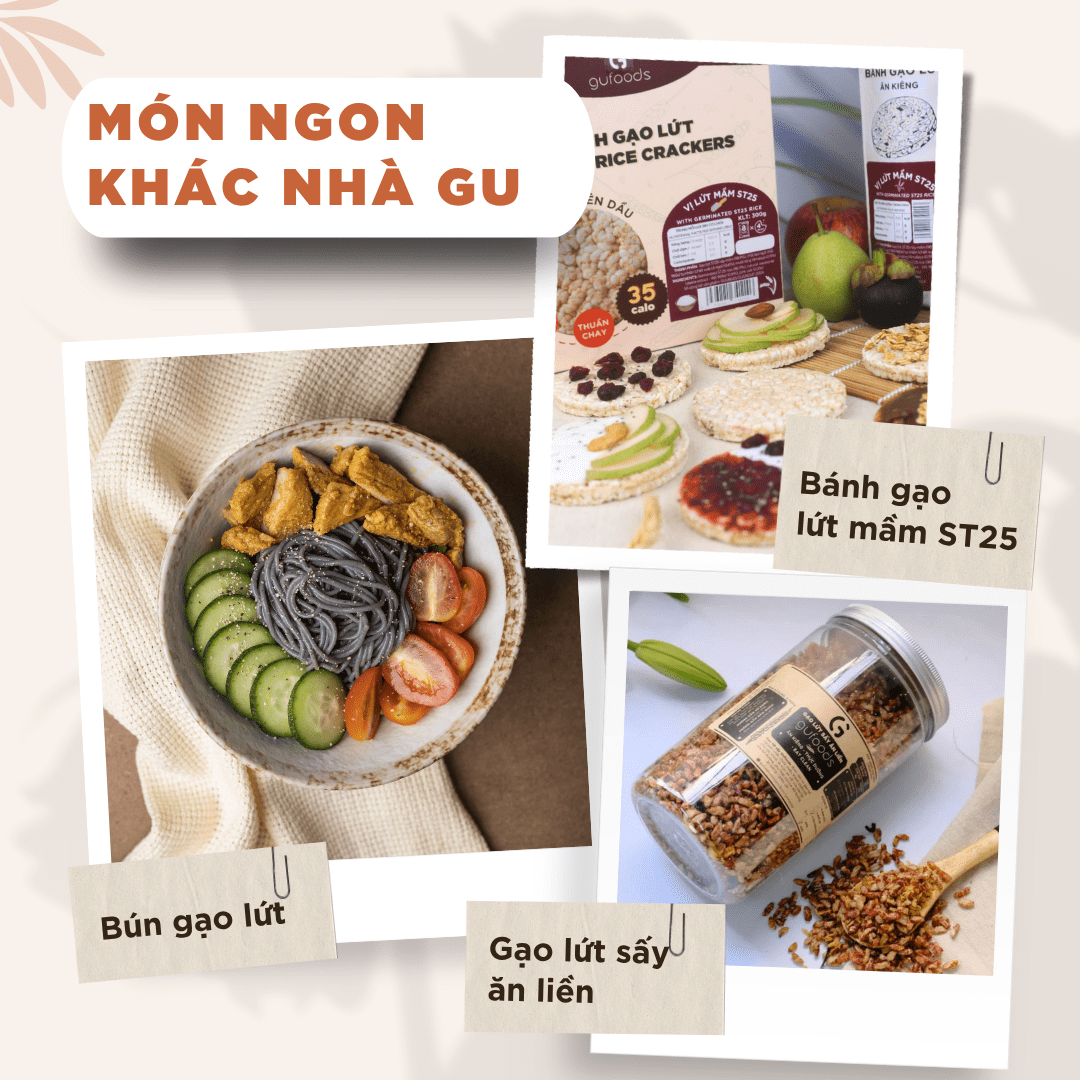 Snack gạo lứt ngũ cốc nguyên hạt GUfoods - Không chiên dầu, Đa dạng hương vị, Thanh đạm, Lành mạnh, Phù hợp Eat clean, Ăn vặt healthy, Tiện lợi, Thuần chay