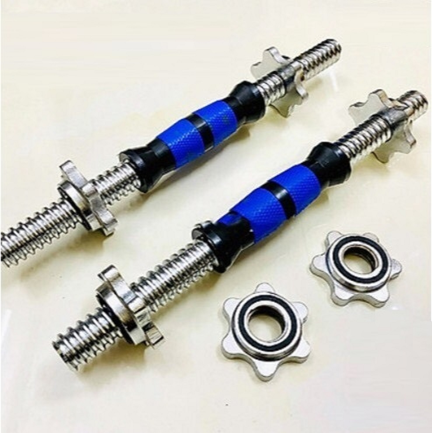 Bộ 2 đòn tạ tay 35cm (sắt Xanh) Đúc Đặt cao cấp + 4 khóa chốt