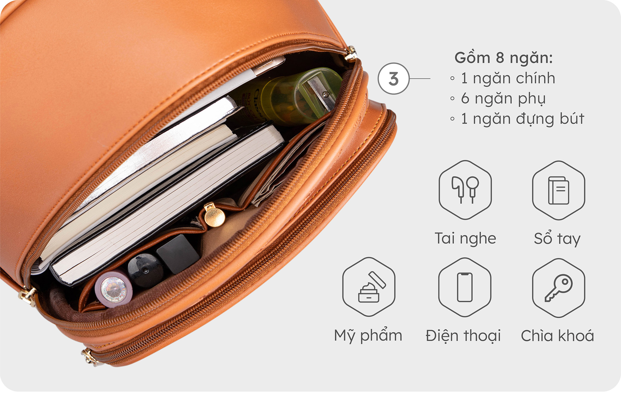 Balo nữ YUUMY ( Họa tiết quả trám Seasand YBA62 )