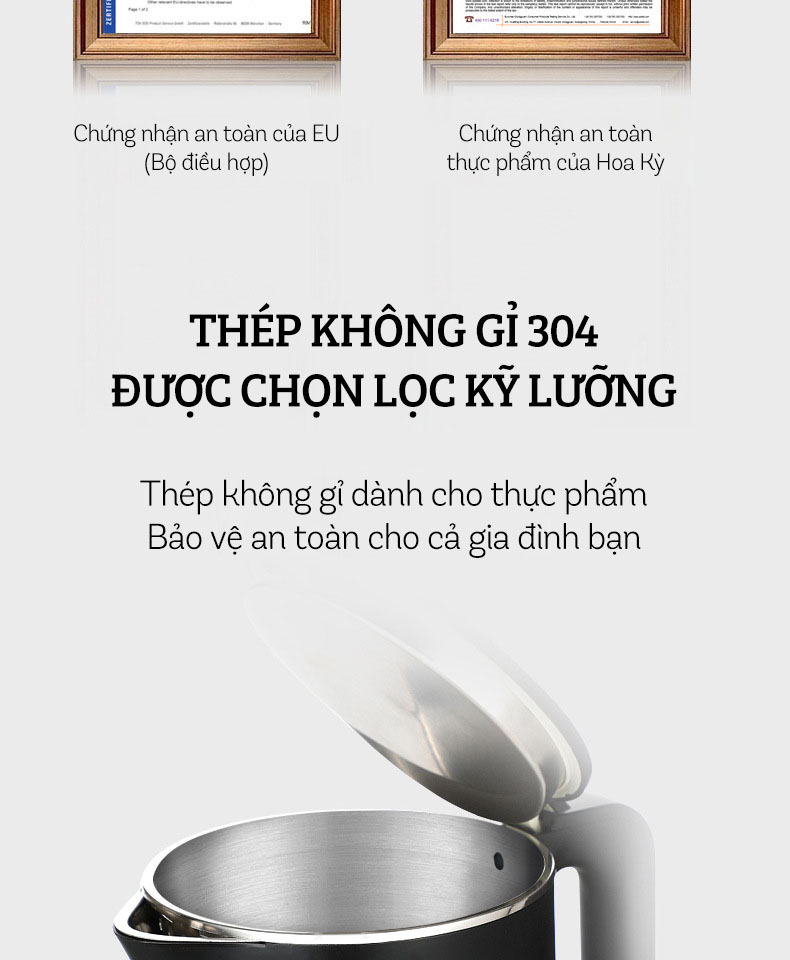 Ấm Siêu Tốc Inox 2 Lớp DAMAS DK-6018B (1.8L) - Hàng Chính Hãng