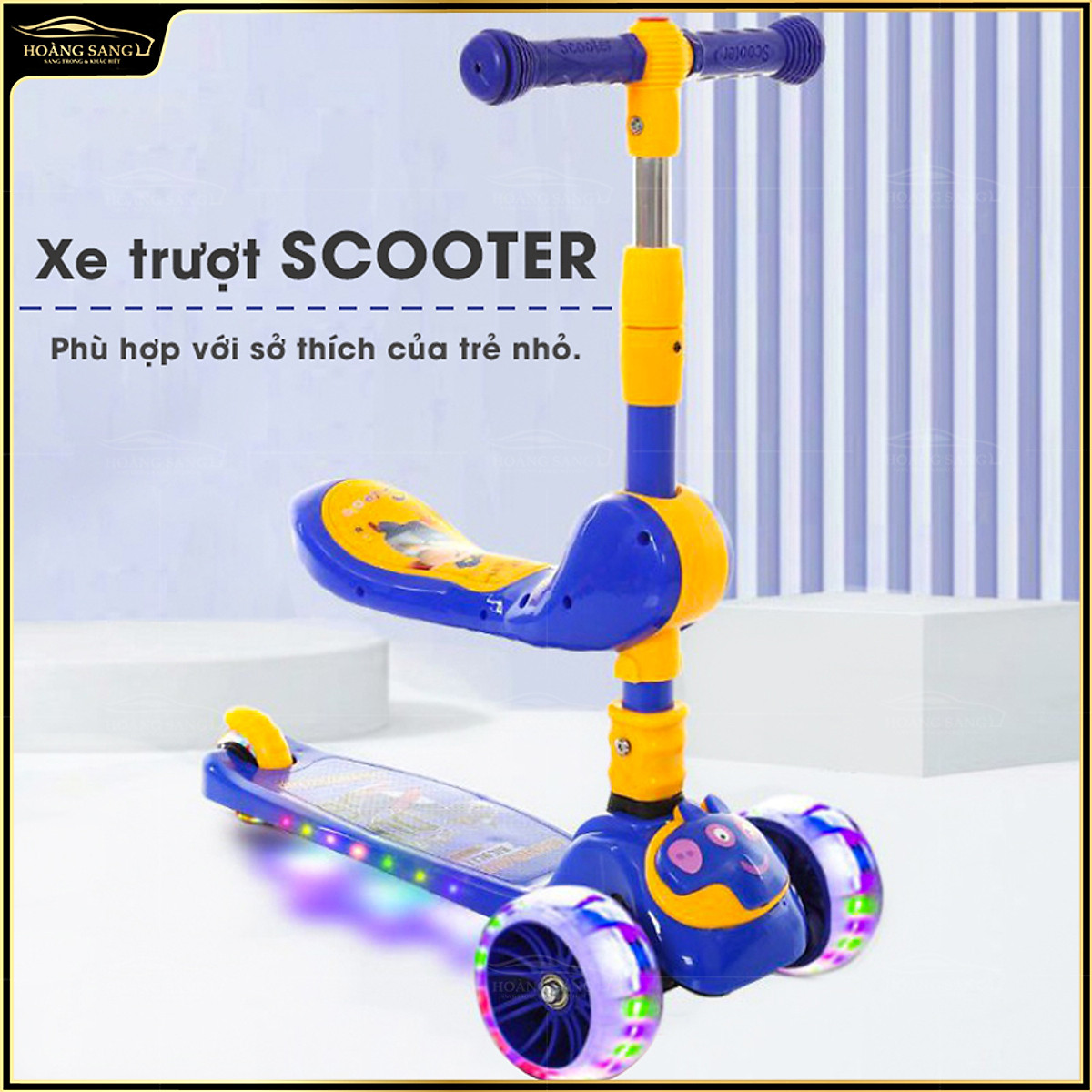 Xe trượt chòi chân Scooter Umoo cho bé 1-5 tuổi nâng hạ độ cao, bánh xe có đèn phát sáng