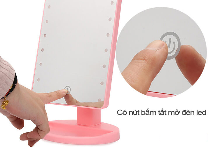 Gương trang điểm đèn led để bàn hình chữ nhật