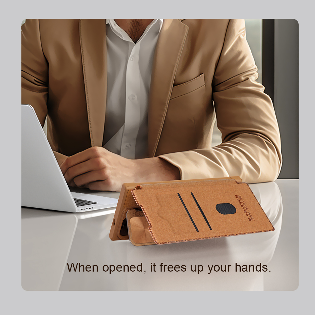 Ốp Lưng Nillkin Qin Prop Leather Case cho Samsung Galaxy S24 Ultra - Hàng Chính Hãng