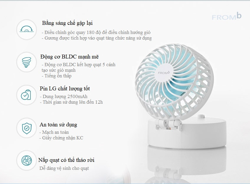 Quạt mini đeo cổ có chức năng pin sạc dự phòng Ice Ball chính hãng Fromb Korea