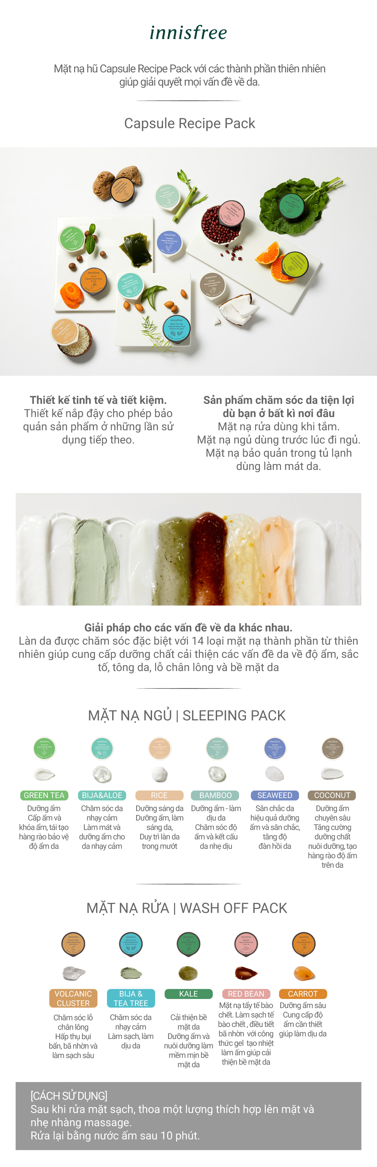Mặt Nạ Rửa Dạng Hủ Từ Đá Núi Lửa Innisfree Capsule Recipe Pack Volcanic Cluster (10ml) - 131170954