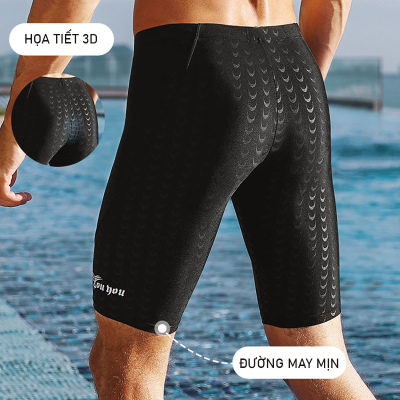 Quần áo bơi nam chống nước dáng ôm gọn, họa tiết da cá, chất thun bơi dày dặn đẹp, co giãn cao, ôm đùi thoải mái | BN008