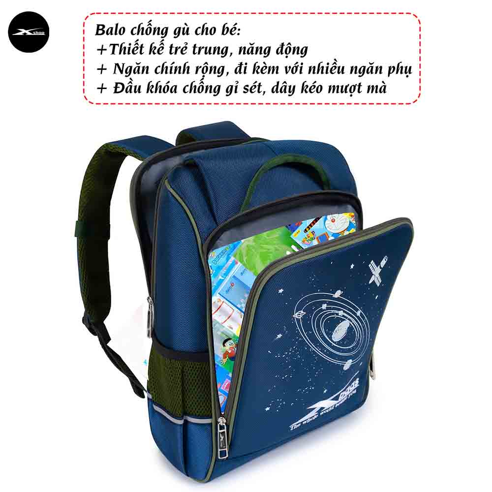 Balo Tiểu Học Xbags Universe XB 3104 - Cặp Sách Chống Gù Siêu Nhẹ Cho Bé Trai, Thiết Kế Công Thái Học Bảo Vệ Cột Sống, Vải Bền Đẹp