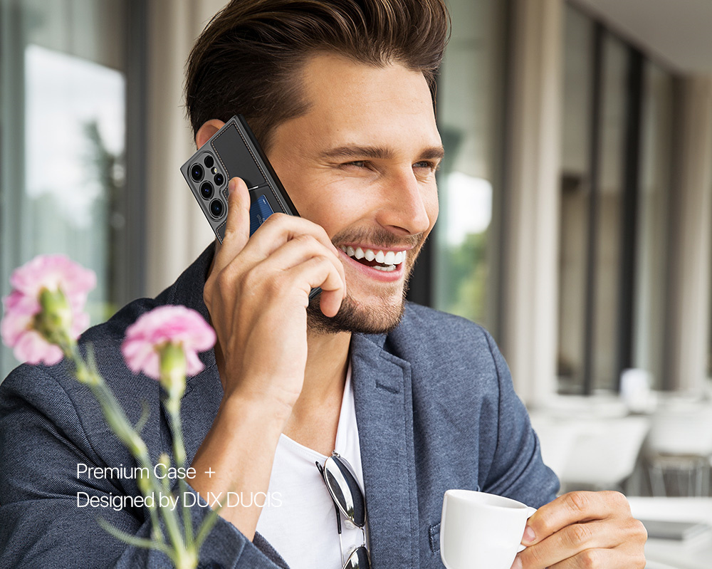 Ốp Lưng Da Sạc Từ Tính Dành Cho Samsung Galaxy S24 Ultra DUX DUCIS Rafi II Series_ Hàng chính hãng