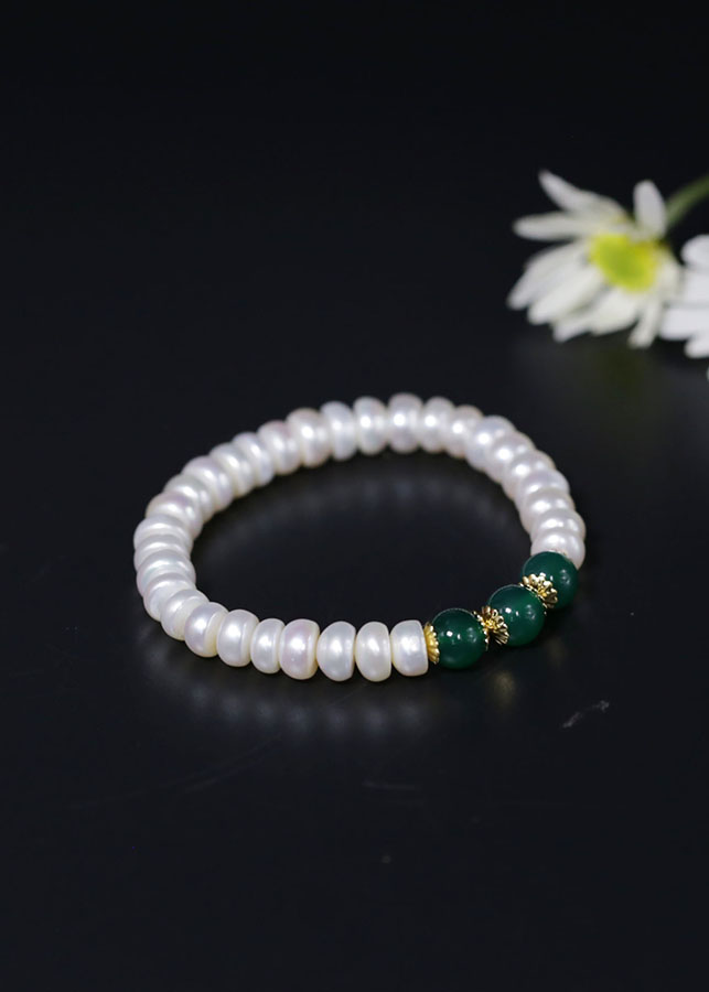 Bộ Chuỗi Ngọc Trai Làm Quà Tặng Đá Mã Não Xanh Sang Trọng - BNJ1308 - Bảo Ngọc Jewelry