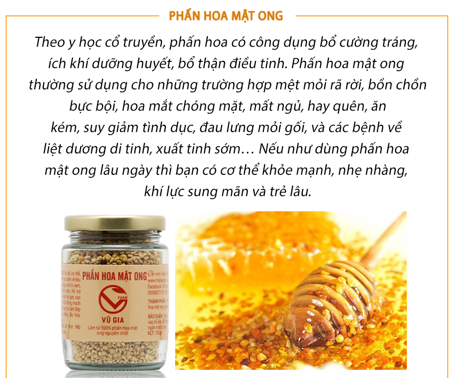Combo Mật Ong Hoa Cà Phê + Phấn Hoa Mật Ong - Nguyên Chất Vũ Gia (100g/ml/hũ)