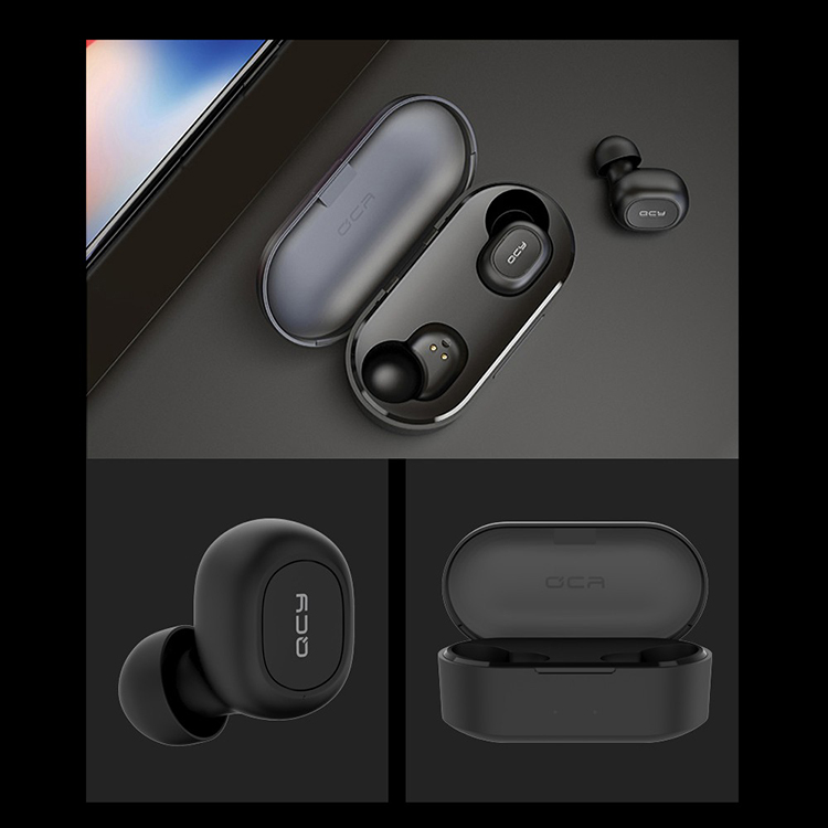 Global Version Xiaomi QCY T2C TWS BT Wireless Earphones with Dual Microphone 800mAh Charging Box Stereo BT Headsets Black