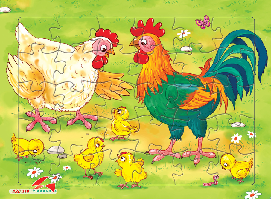 Tranh xếp hình Tia Sáng Đàn gà 30 mảnh ghép - Tặng kèm tranh tô màu cho bé