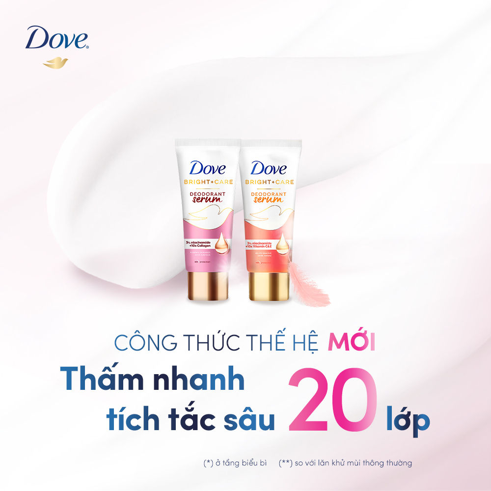Combo 2 Kem ngăn mùi tinh chất serum vùng cánh cao cấp Dove dành cho nữ với 3% Niacinamide mờ thâm thu nhỏ lỗ chân lông 40ml