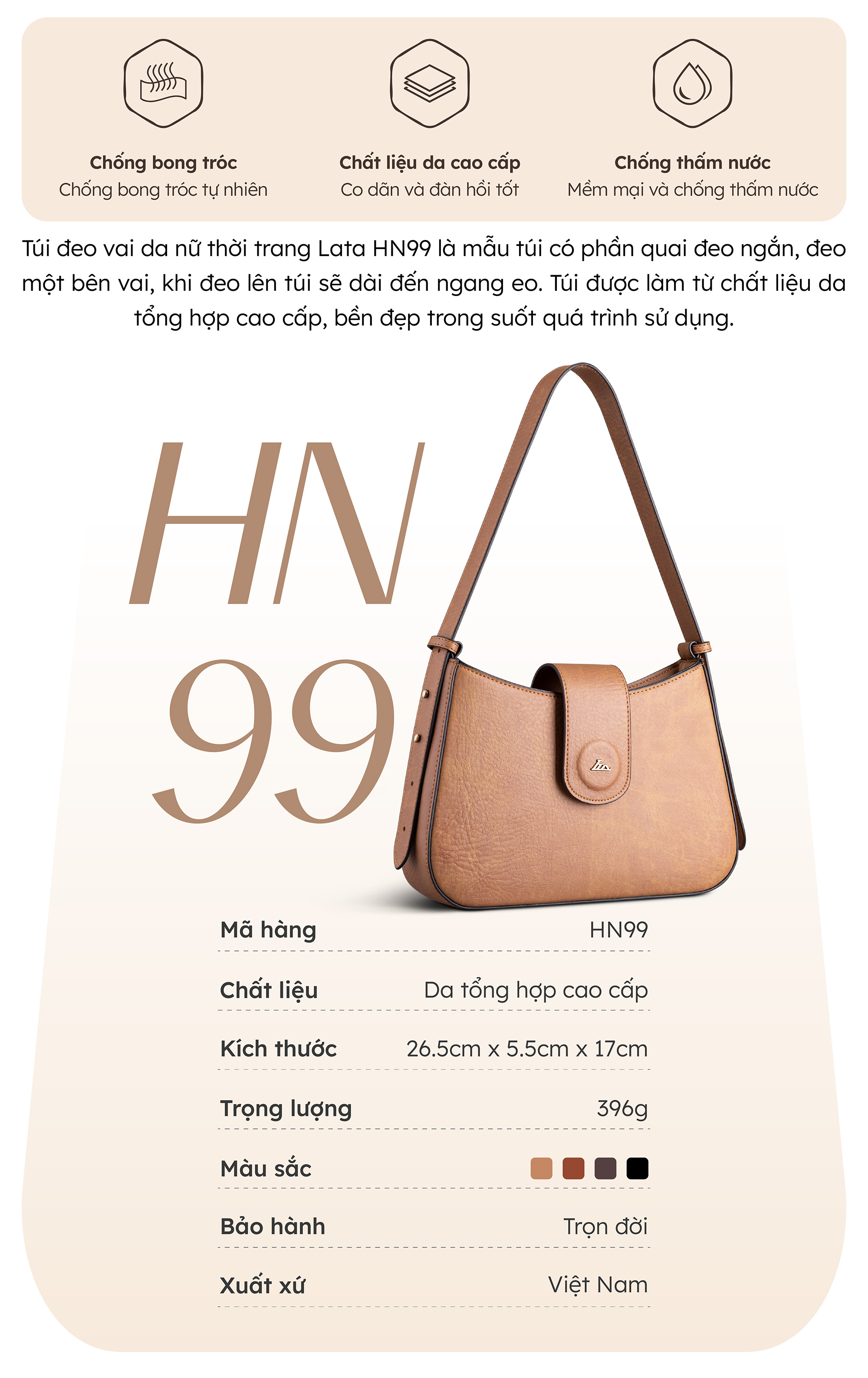 Túi Lata ( Thời trang nữ đi chơi size 27 - Túi đeo chéo da HN99 )
